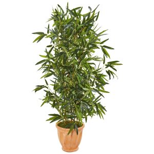 Bamboo Trees | 4.5' Bamboo Artificial Tree in Terra Cotta Planter (Real Touch) (Indoor/Outdoor) Artificial Trees Bamboo Trees