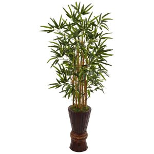 Bamboo Trees | 4.5' Bamboo Tree in Bamboo Planter Artificial Trees Bamboo Trees