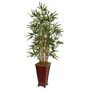 Bamboo Trees | 4.5' Bamboo Tree in Decorative Planter Artificial Trees Bamboo Trees