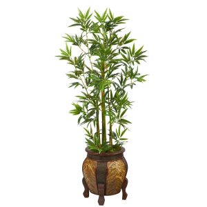 Bamboo Trees | 4.5’ Bamboo Palm Artificial Tree in Decorative Planter Artificial Palm Trees Artificial Palm Trees