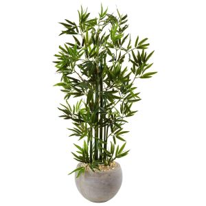 Bamboo Trees | 4' Green Bamboo Artificial Tree in Sand Colored Bowl Artificial Trees Bamboo Trees