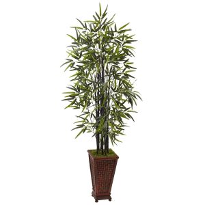 Bamboo Trees | 5.5' Black Bamboo Tree in Decorative Planter Artificial Trees Bamboo Trees