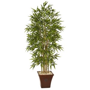 Bamboo Trees | 64" Bamboo Artificial Tree in Brown Planter Artificial Trees Bamboo Trees