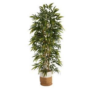 Bamboo Trees | 75" Bamboo Artificial Tree in Handmade Natural Jute and Cotton Planter Artificial Trees Bamboo Trees