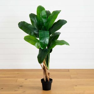 Banana Trees | 4' Double Stalk Banana Artificial Tree Artificial Trees Banana Trees