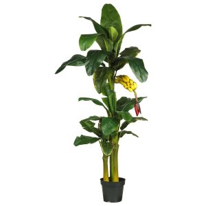 Banana Trees | 6′ Triple Stalk Banana Silk Tree Artificial Trees Banana Trees