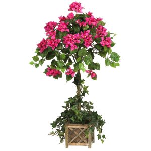 Bougainvilleas | Bougainvillea Topiary Wood Box Artificial Flowers Bougainvilleas