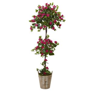 Bougainvilleas | Bougainvillea Tree with European Barrel Planter Artificial Flowers Bougainvilleas