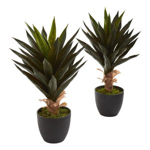 Cactus | 20" Agave Artificial Plant (Set of 2)" Artificial Plants Cactus