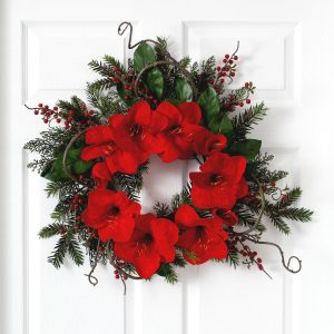 Christmas Wreaths & Garlands | 24" Amaryllis Wreath Artificial Wreaths Artificial Wreaths