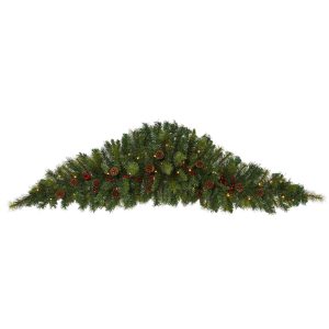 Christmas Wreaths & Garlands | 6' Artificial Christmas Swag with 50 LED Lights, Berries and Pine Cones Christmas Wreaths & Garlands Christmas Wreaths & Garlands