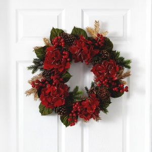 Christmas Wreaths & Garlands | 24" Artificial Hydrangea & Pine Wreath Christmas Wreaths & Garlands Christmas Wreaths & Garlands