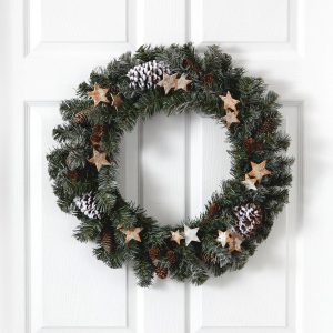 Christmas Wreaths & Garlands | 24" Christmas Winter Frosted Stars and Pinecones Holiday Wreath Christmas Wreaths & Garlands Christmas Wreaths & Garlands