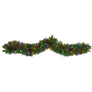 Christmas Wreaths & Garlands | 6' Colorado Fir Artificial Christmas Garland with 50 Multicolored LED Lights, Berries and Pinecones Christmas Wreaths & Garlands Christmas Wreaths & Garlands