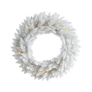 Christmas Wreaths & Garlands | 24" Colorado Spruce Artificial Christmas Wreath with 179 Bendable Branches and 35 Warm LED Lights Christmas Wreaths & Garlands Christmas Wreaths & Garlands