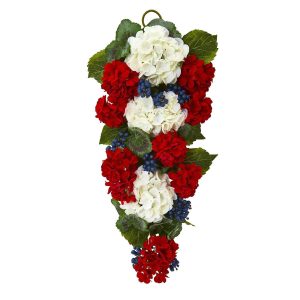 Christmas Wreaths & Garlands | 26" Geranium and Blue Berry Artificial Teardrop Christmas Wreaths & Garlands Christmas Wreaths & Garlands