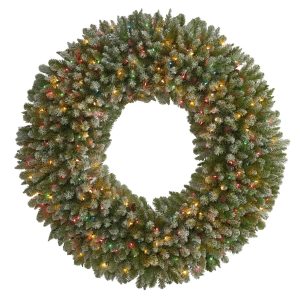 Christmas Wreaths & Garlands | 5' Giant Flocked Artificial Christmas with 280 Multicolored Lights and Pine Cones Christmas Wreaths & Garlands Christmas Wreaths & Garlands