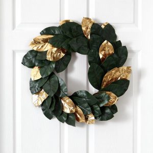 Christmas Wreaths & Garlands | 22" Golden Leaf Magnolia Wreath Christmas Wreaths & Garlands Christmas Wreaths & Garlands