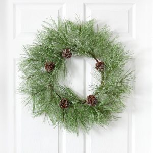 Christmas Wreaths & Garlands | 24" Iced Pine Artificial Wreath with Pine Cones Christmas Wreaths & Garlands Christmas Wreaths & Garlands