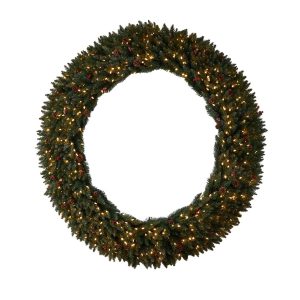 Christmas Wreaths & Garlands | 6' Large Flocked Wreath with Pinecones, Berries, 600 Clear LED Lights and 1080 Bendable Branches Christmas Wreaths & Garlands Christmas Wreaths & Garlands