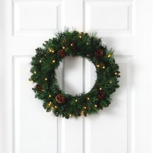 Christmas Wreaths & Garlands | 20" Pine Artificial Christmas Wreath with 35 LED Lights and Pinecones Christmas Wreaths & Garlands Christmas Wreaths & Garlands