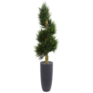 Cypress Trees | 6' Spiral Cypress Artificial Tree in Cylinder Planter (Indoor/Outdoor) Artificial Trees Cypress Trees