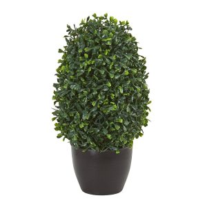 Desk Plants | 13" Boxwood Topiary Artificial Plant UV Resistant (Indoor/Outdoor) Artificial Plants Desk Plants