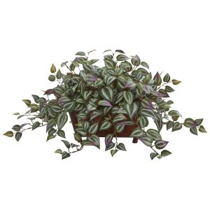 Desk Plants | 14" Wandering Jew Artificial Plant in Decorative Planter" Artificial Plants Desk Plants