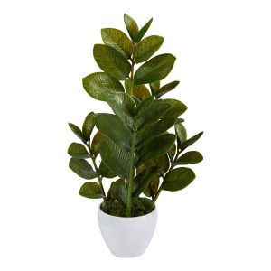 Desk Plants | 22" Zamioculcas Artificial Plant in White Planter Artificial Plants Desk Plants