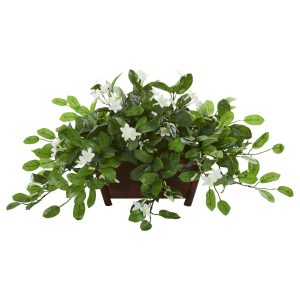 Desk Plants | Mix Stephanotis Artificial Plant in Decorative Planter Artificial Plants Desk Plants