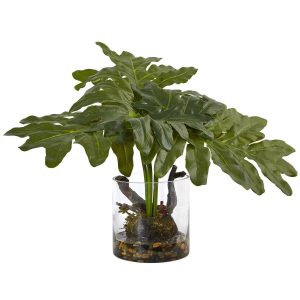 Desk Plants | Philodendron Arrangement with Vase Artificial Plants Desk Plants