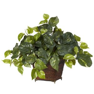 Desk Plants | Pothos Coiled Rope Planter Silk Plant Artificial Plants Desk Plants