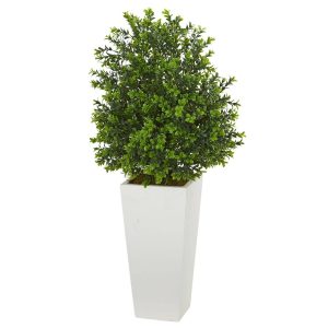 Desk Plants | Sweet Grass Artificial Plant in White Tower Planter (Indoor/Outdoor) Artificial Plants Desk Plants