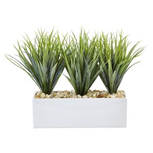 Desk Plants | Vanilla Grass in Rectangular Planter Artificial Plants Desk Plants