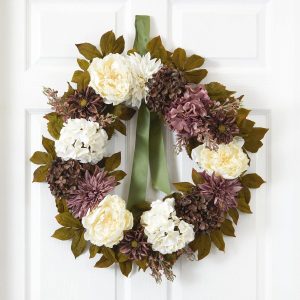 Fall Wreaths & Garlands | 24" Artificial Peony, Dahlia and Hydrangea Wreath Fall Wreaths & Garlands Fall Wreaths & Garlands