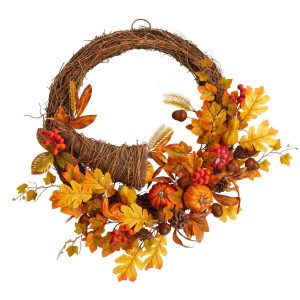 Fall Wreaths & Garlands | 26" Autumn Artificial Cornucopia Fall Wreath Fall Wreaths & Garlands Fall Wreaths & Garlands