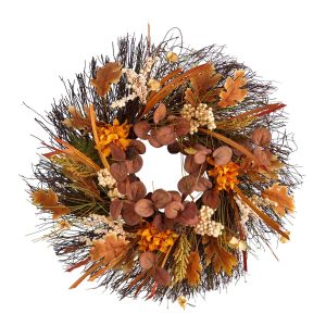 Fall Wreaths & Garlands | 22" Autumn Dahlia and Berries Artificial Fall Wreath Artificial Wreaths Artificial Wreaths