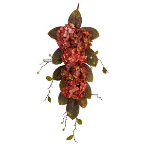 Fall Wreaths & Garlands | 35" Autumn Hydrangea and Berry Artificial Fall Tear Drop Fall Wreaths & Garlands Fall Wreaths & Garlands