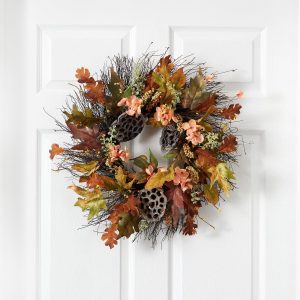 Fall Wreaths & Garlands | 22" Autumn Hydrangea, Dried Lotus Pod Artificial Fall Wreath Fall Wreaths & Garlands Fall Wreaths & Garlands