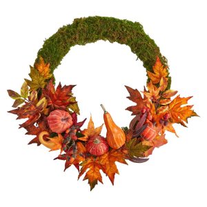 Fall Wreaths & Garlands | 20" Autumn Pumpkin, Gourd and Fall Maple Leaf Artificial Wreath Fall Wreaths & Garlands Fall Wreaths & Garlands