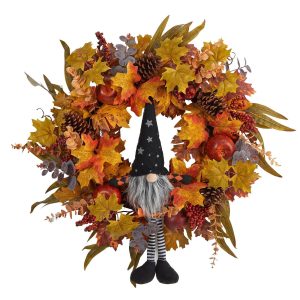 Fall Wreaths & Garlands | 28" Harvest Fall Gnome Artificial Autumn Wreath" Fall Wreaths & Garlands Fall Wreaths & Garlands