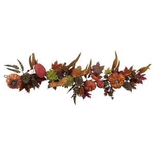 Fall Wreaths & Garlands | 54" Pumpkin & Gourd Garland Artificial Garlands Artificial Garlands