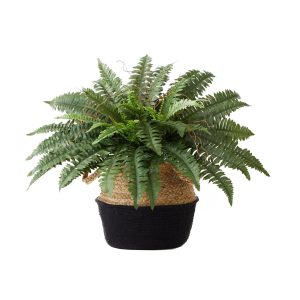 Ferns | 23" Artificial Boston Fern Plant with Handmade Jute & Cotton Basket DIY KIT Artificial Plants Ferns