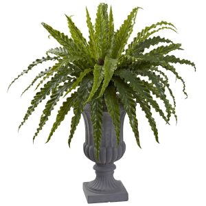 Ferns | Birdsnest Fern with Urn Artificial Plants Ferns