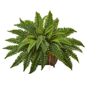 Ferns | Boston Fern in Metallic Planter Artificial Plants Ferns