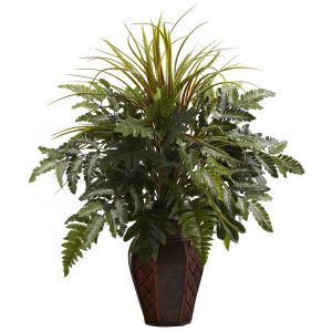 Ferns | Mixed Grass & Fern Decorative Planter Artificial Plants Ferns