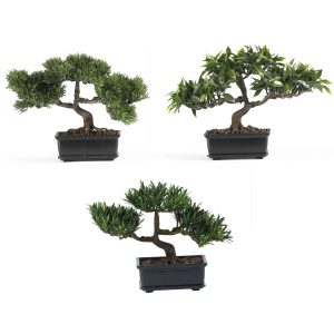 Ficus Trees | 12" Bonsai Silk Plant Collection (Set of 3)" Artificial Trees Bonsai Trees