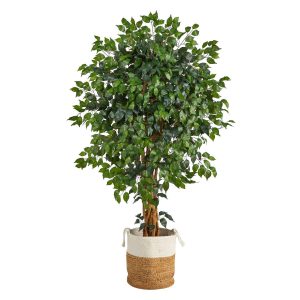 Ficus Trees | 5.5' Palace Ficus Artificial Tree with in Handmade Natural Jute and Cotton Planter Artificial Trees Ficus Trees