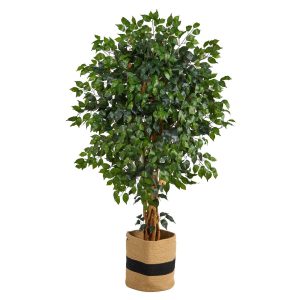 Ficus Trees | 5.5’ Palace Ficus Artificial Tree in Handmade Natural Cotton Planter Artificial Trees Ficus Trees