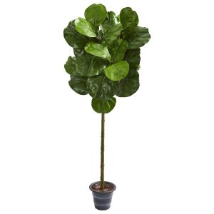 Fiddle Leaf Fig Trees | 4' Fiddle Leaf Artificial Tree With Decorative Planter Artificial Trees Fiddle Leaf Fig Trees